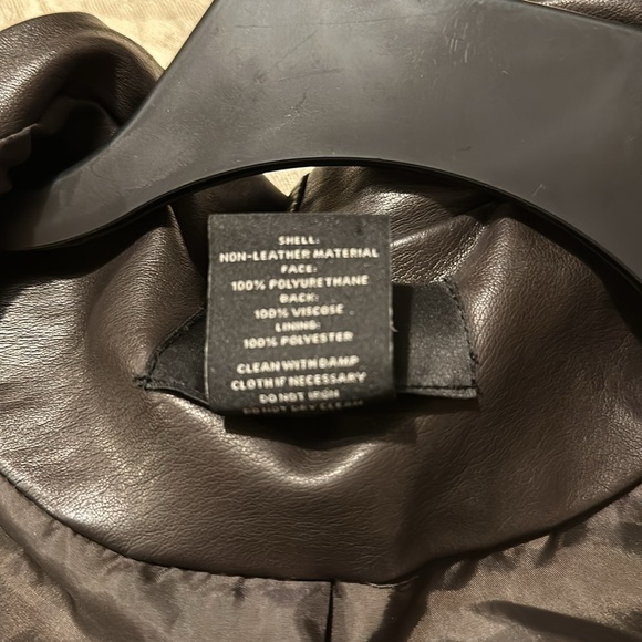 EUC ANN TAYLOR LEATHER LOOK BIKER JACKET. VERY DARK BROWN SIZE SMALL BUTTERYSOFT - Picture 9 of 10